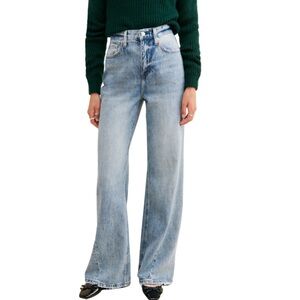 Pistola Ruby High Rise Palazzo Denim Jean Medium Blue Wash Wide Leg Size 31